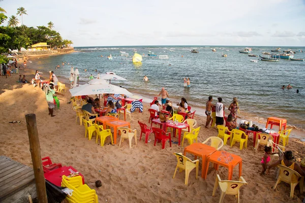 Blick Auf Menschen Die Sich Öffentlichen Strand Ausruhen Reiseaufnahme — Stockfoto