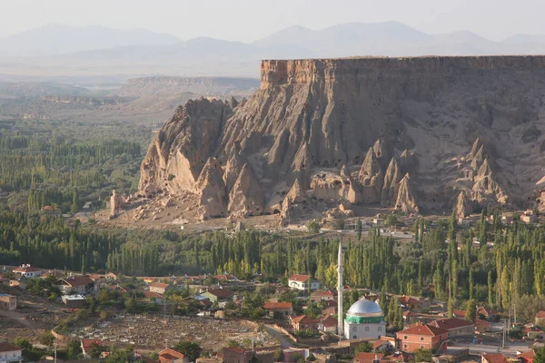 Typical Cappadocian Valley Village Eroded Mountain Historical Rock Dwellings Churches — Stock Photo, Image