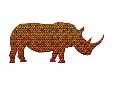 Açık kahverengi bir örtüden yapılmış gergedan silueti.