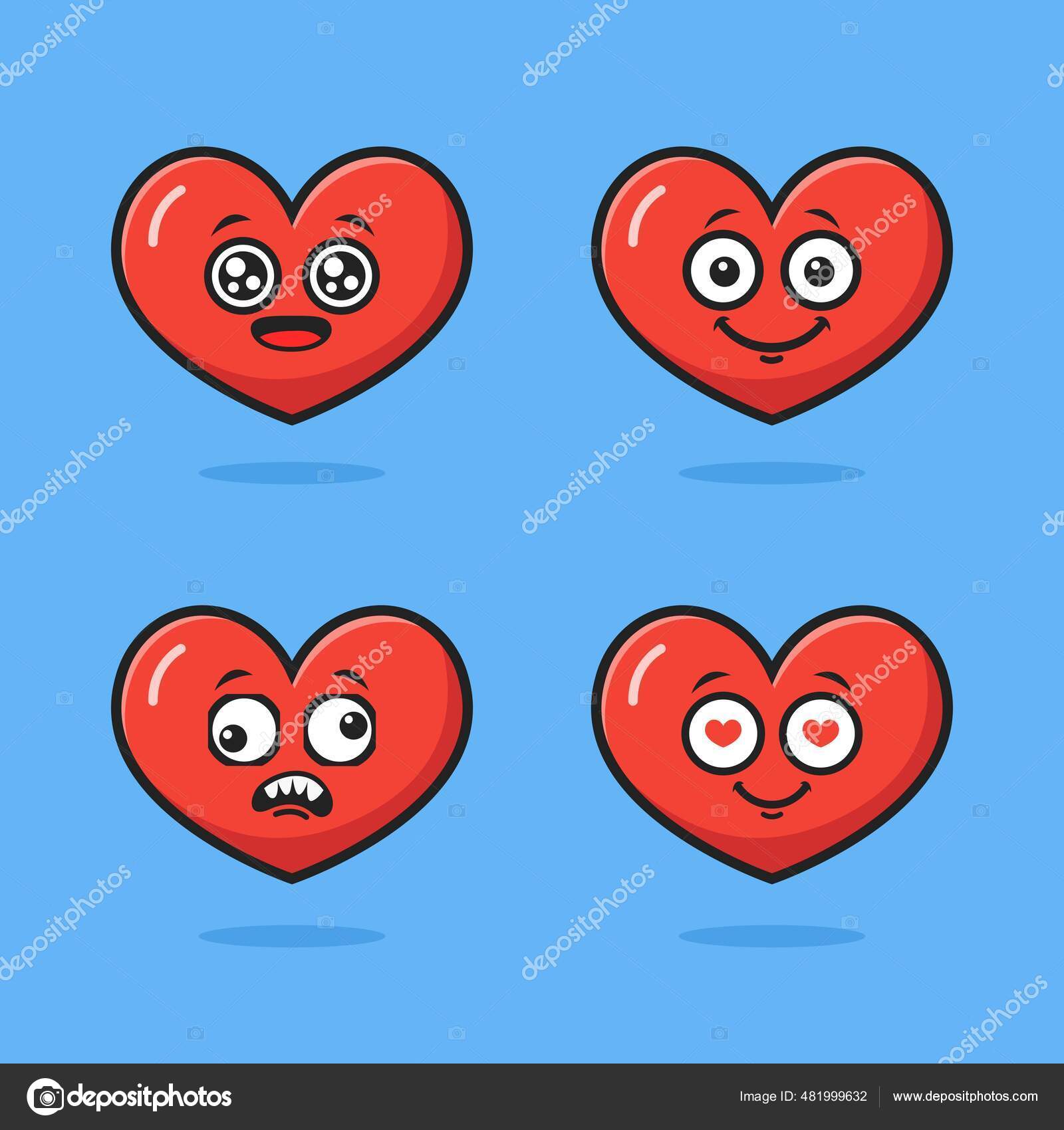 Kawaii desenhos animados emoticons coloridos conjunto vector