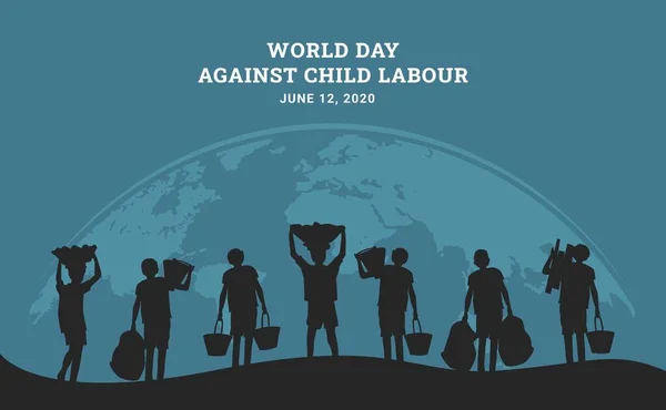 Światowy Dzień Pracy Dzieci Dziećmi Jako Pracownikami Płaski Styl Wektor — Wektor stockowy