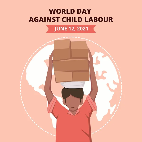 Giornata Mondiale Contro Lavoro Minorile Con Bambini Che Lavorano Campo — Vettoriale Stock