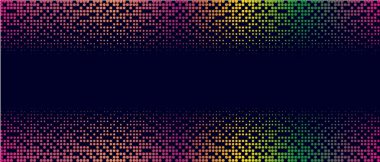 Nokta çerçeve renkli, parlak bir gradyan, nokta deseni, siyah soyut arkaplan. Vektör illüstrasyonu