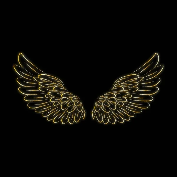 Неоновый Знак Крыльев Ангела Яркое Свечение Крылья Ангела Черном Фоне — стоковый вектор