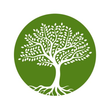 Yuvarlak Yeşil Ağaç simgesi. Vektör illüstrasyonu