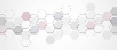 Teknolojik soyut geçmiş. Geometrik şekillerin dizaynı. Altıgenin dokusunu. Tıp, teknoloji, iş, endüstri geçmişi. Vektör illüstrasyonu