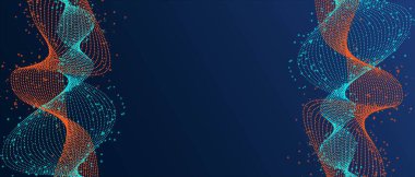 Soyut çerçeve teknolojisi arka plan, serbest dalga tasarımı, nokta dokusu, gradyan mavi arkaplan, ses dalgası, bilgi ağı, vektör illüstrasyonu