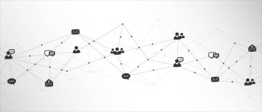 Yarım ton arkaplan. İnsanlarla iletişim kurun. İnsan ikonlarının dokusu, çizgileri ve noktaları. İletişim ağı. Sosyal ağ. - İnternet. Özgür topluluklar. Dijital iletişim. Vektör illüstrasyonu