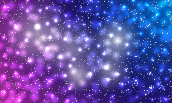 ネオン 抽象的な背景 恒星系の設計 オープンスペース 天の川 明るい点や円の質感 ベクターイラスト — ストックベクタ