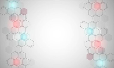 Teknolojik soyut çerçeve geçmişi. Geometrik şekillerin dizaynı. Neon parıltısı. Altıgenin dokusunu. Tıp, teknoloji, iş, endüstri geçmişi. Vektör illüstrasyonu