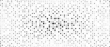 Yarım tonluk mozaik arka plan. Kaotik küçük parçacıkların dizaynı. Dairelerin dokusu, nokta, farklı boyutlarda. Çizgilerdeki desen. Pankart, teknolojiler, web siteleri, sosyal ağlar için poster. Vektör