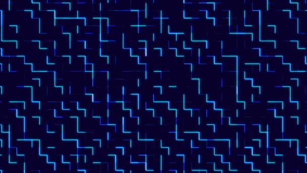 Abstract Neon Background Thin Thick Lines Moving Squares Design Maze — Stock Video