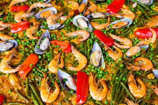 Ingredients Cooking Traditional Spanish Paella Recipe Paella Traditional Valencian Rice — Stock Photo, Image