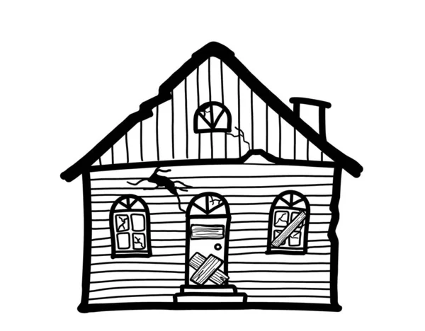 Ein Alter Verlassener Holzhaus Bungalow Nordamerikanischer Stil Hause Auf Weißem — Stockfoto