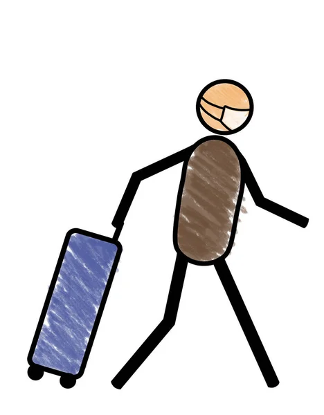 Una Persona Viajando Concepto Una Figura Palo Hombre Palo Viajero — Foto de Stock