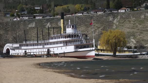 Den Aktern Wheeler Sicamous Ett Museum Och Ligger Stranden Okanagan — Stockvideo