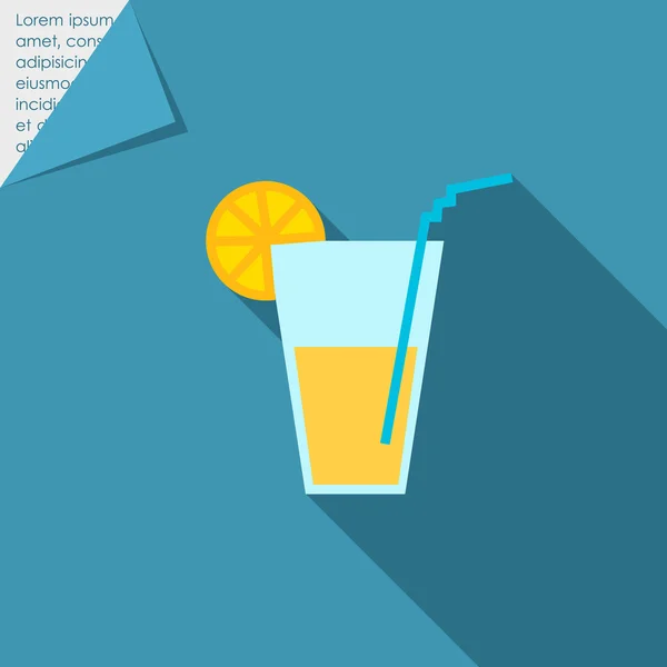 Glas med sugrör och citrus skiva — Stock vektor