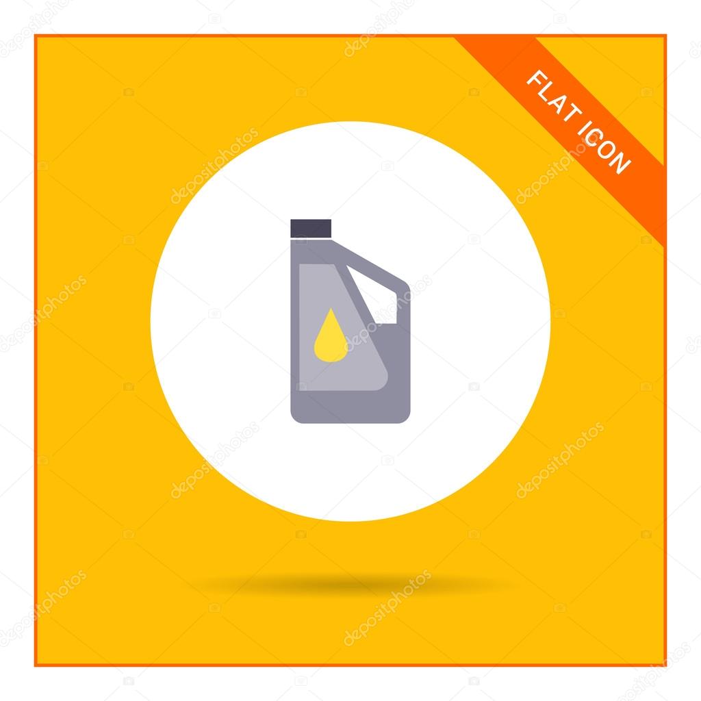 Icon of plastic bottle of engine oil with oil drop picture on label