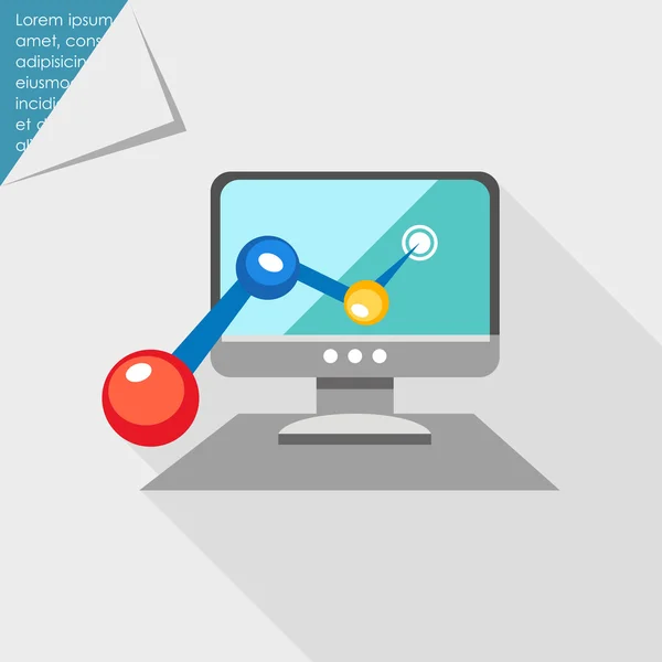 Computermonitor met lijndiagram — Stockvector