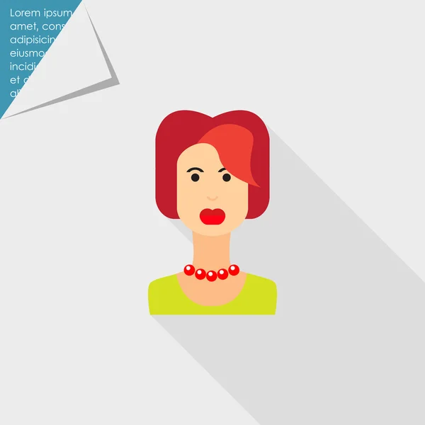 赤毛の若い女性の肖像画 — ストックベクタ