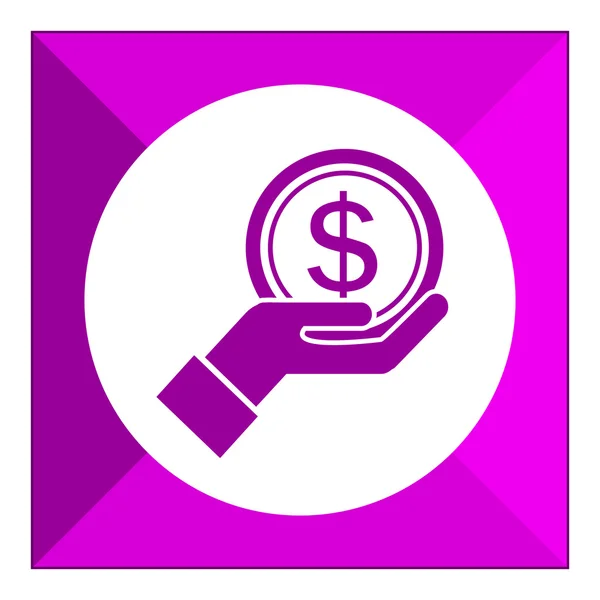 Signo de dólar en palma — Vector de stock