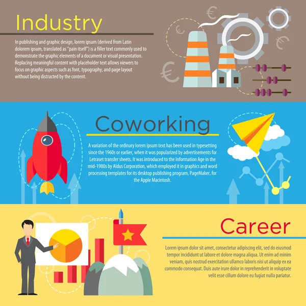 Conceptos de industria, coworking y carrera — Archivo Imágenes Vectoriales