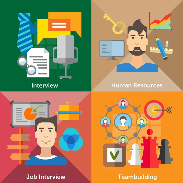 Interview, HR, job interview, teambuilding — Stock Vector