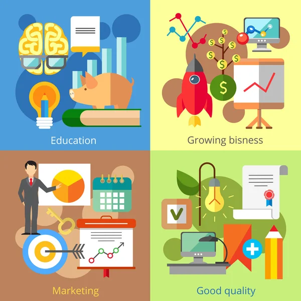 Educación, negocios, marketing, calidad — Vector de stock