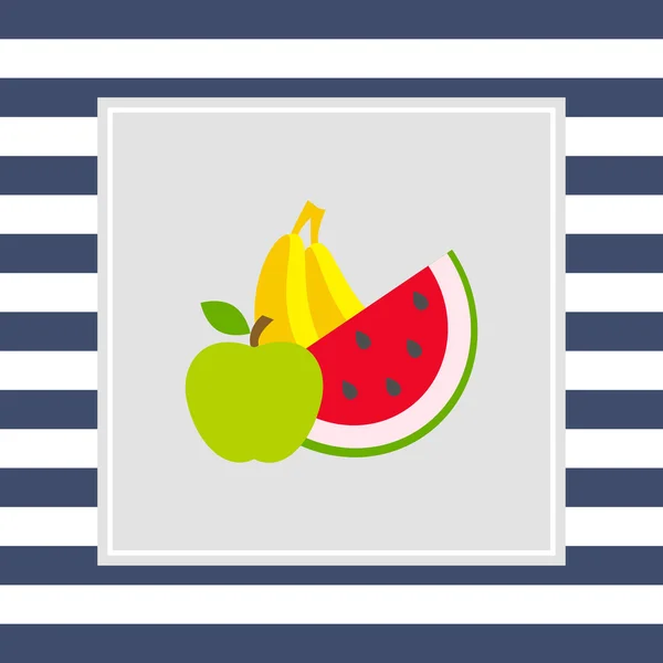 Alma, banán, görögdinnye — Stock Vector