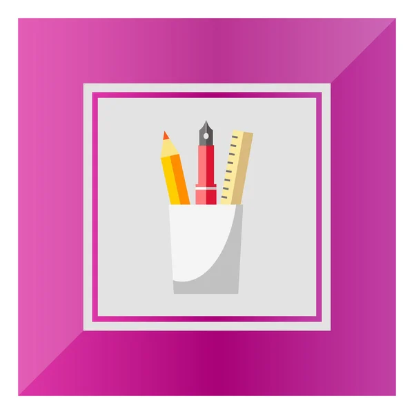 Γυαλί με μολύβι, στυλό μελάνης και χάρακα — Διανυσματικό Αρχείο