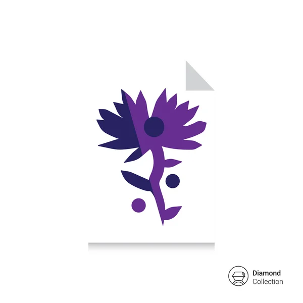 Papier blad met bloem afbeelding — Stockvector