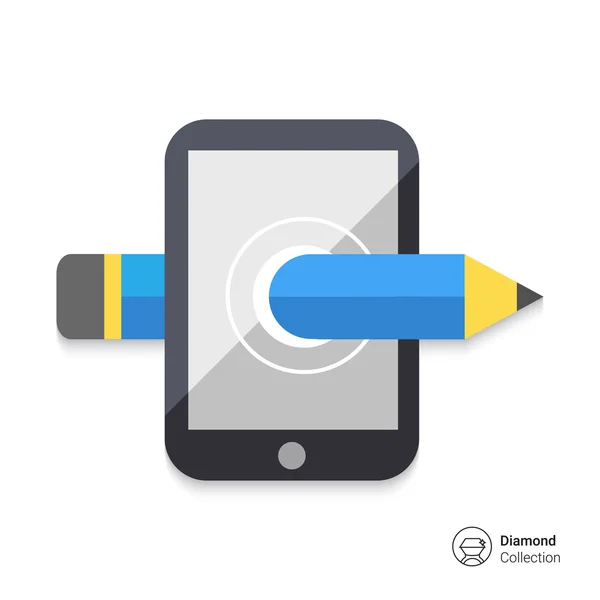 Smartphone and pencil — Stock Vector