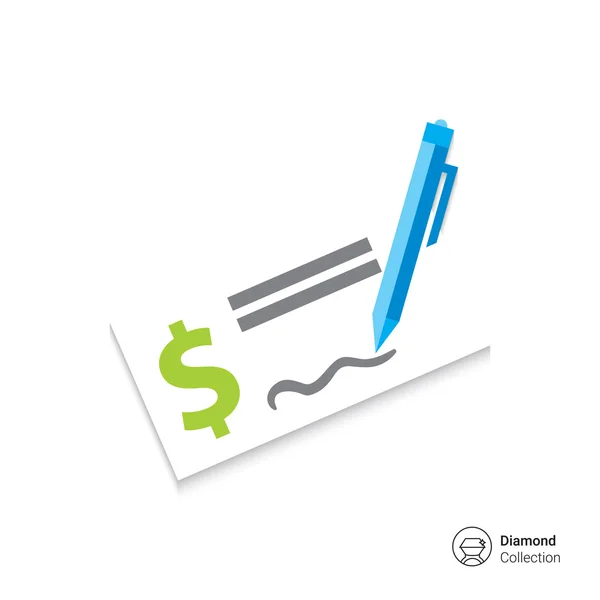 Firma del cheque bancario — Vector de stock