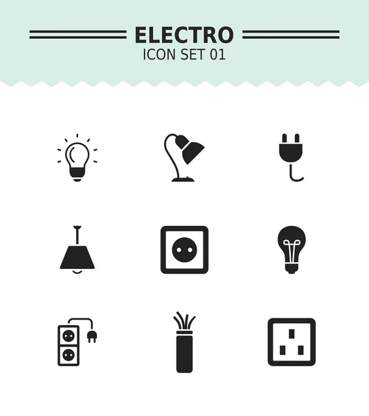 Icônes électricité et éclairage — Image vectorielle