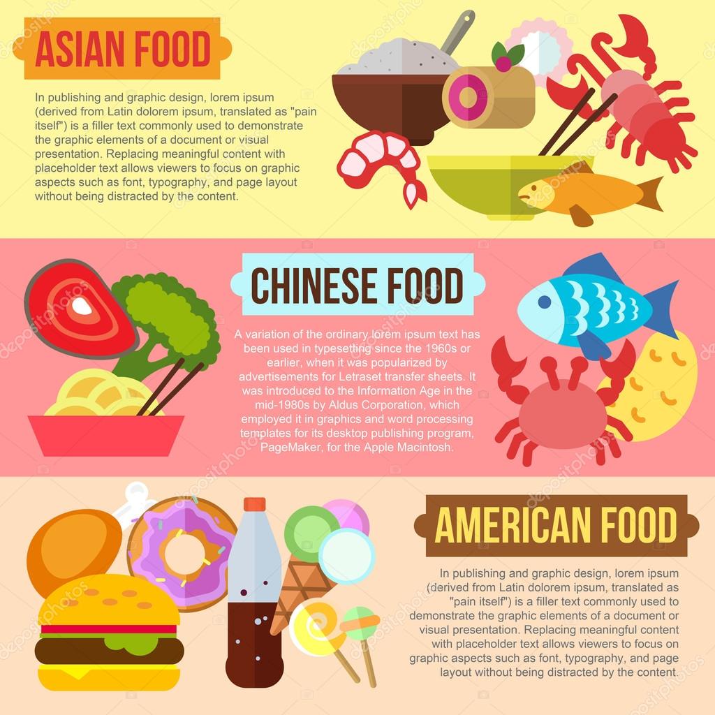 Asian, Chinese and American food Stock Vector Image by ©RedineVector ...