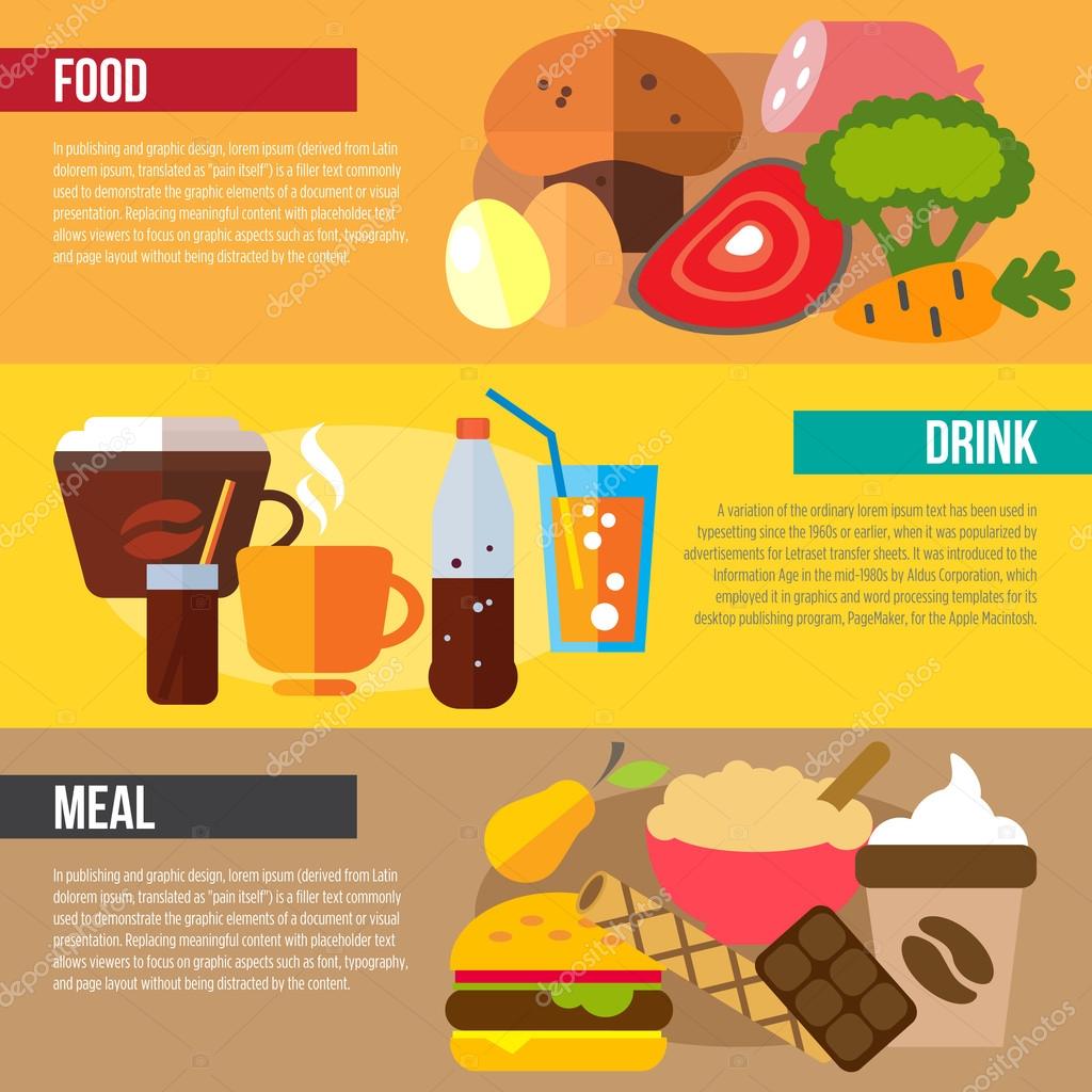 Food, drink, meal Stock Illustration by ©RedineVector #80451622