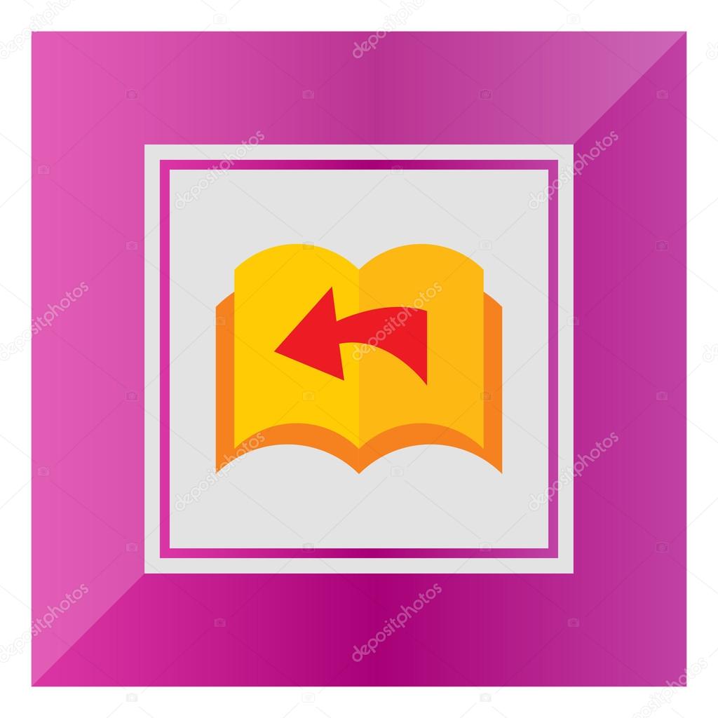 Icon of book with blank pages being turned over and direction arrow