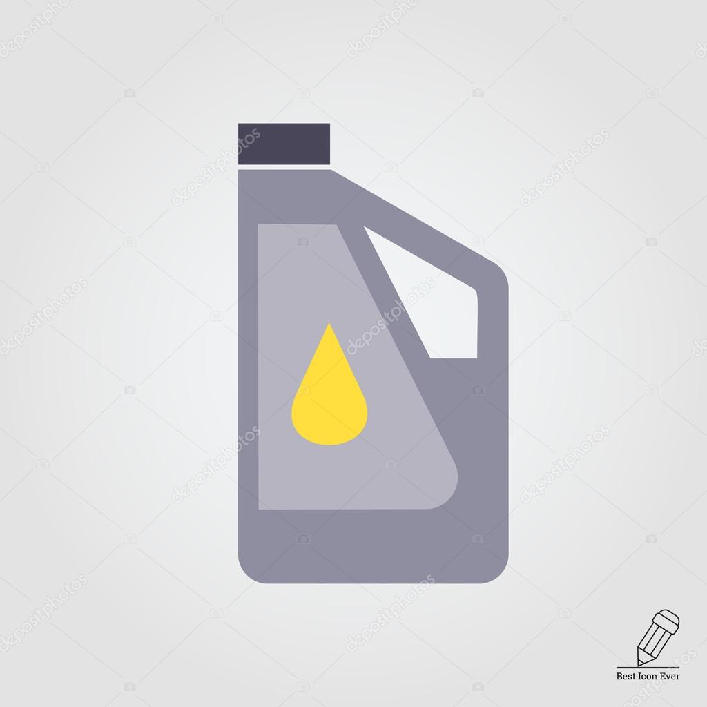 Icon of plastic bottle of engine oil with oil drop picture on label