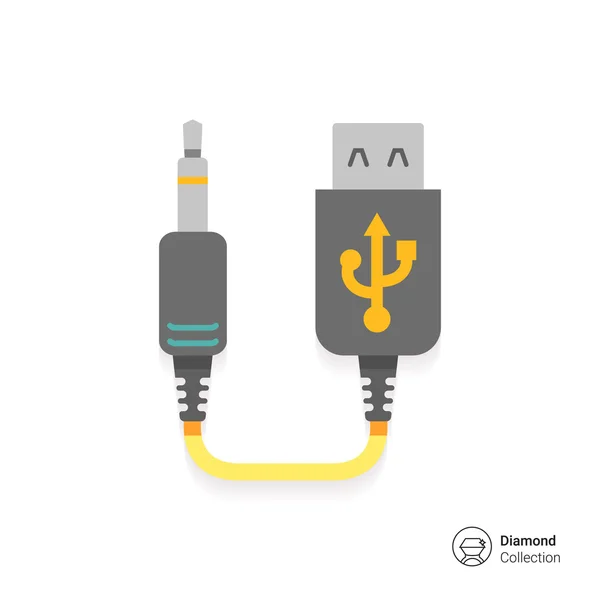 Mini Usb aan de kabel — Stockvector