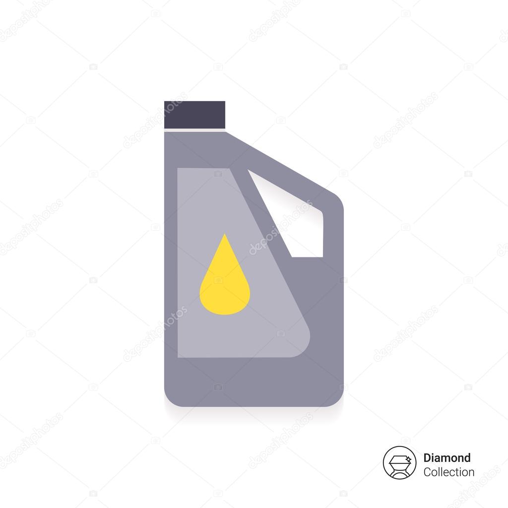 Icon of plastic bottle of engine oil with oil drop picture on label