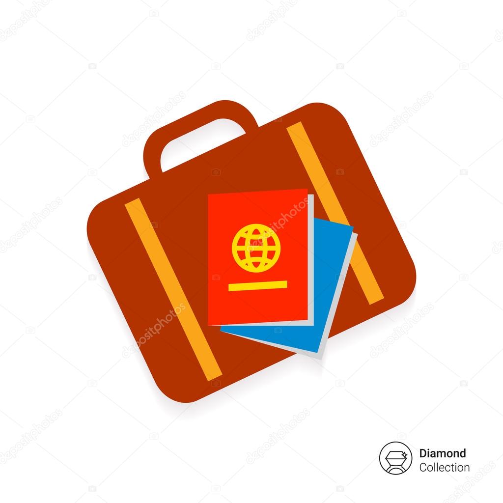Travel suitcase and passports