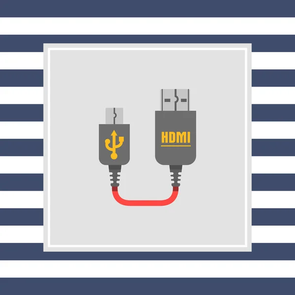 Mini-USB auf HDMI-Kabel — Stockvektor