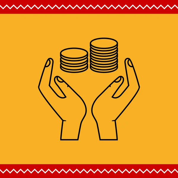 Mãos segurando moedas — Vetor de Stock