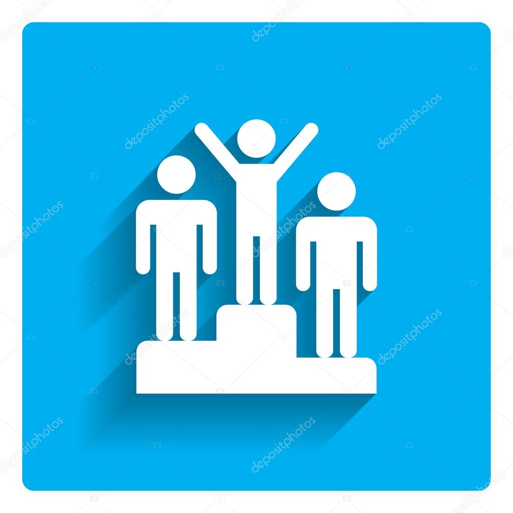 Icon of man silhouettes standing on winners podium