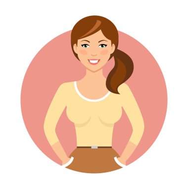 Bej gülümseyen genç kadın