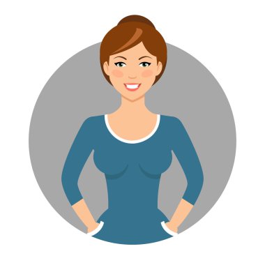 Mavi gülümseyen genç kadın