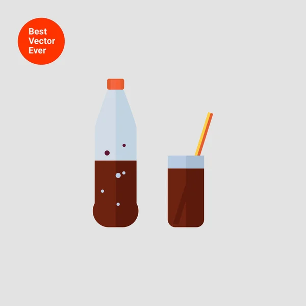 Botol dan kaca dengan cola - Stok Vektor
