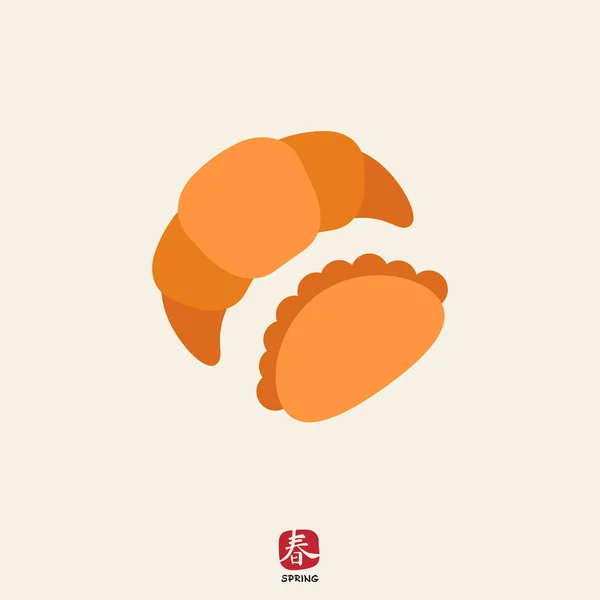 Croissant y moño — Vector de stock