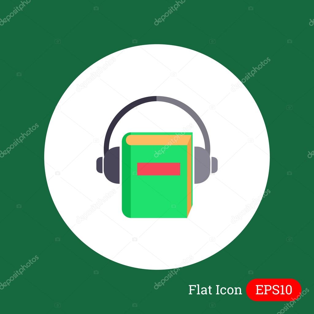Icon of book with headphones
