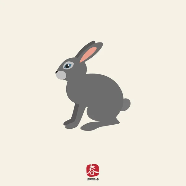 Gri tavşan simgesi — Stok Vektör